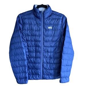 REI Puffer Down Insulated Jacket Girls Size Large 14-16 Blue Full Zip Pockets